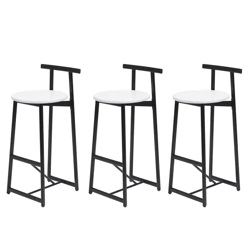Counter Height Bar Stools Set of 3,Bar Chairs with Ergonomic Backrest & Steel Base,Armless Chairs for Kitchen Island,Home Bar,Dining Room