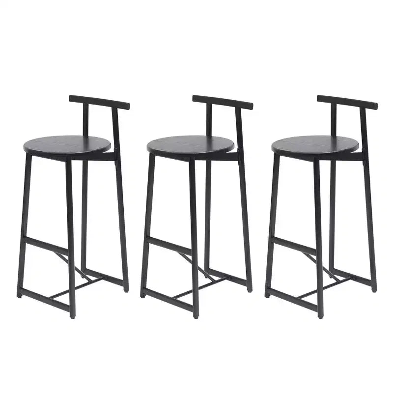 Counter Height Bar Stools Set of 3,Bar Chairs with Ergonomic Backrest & Steel Base,Armless Chairs for Kitchen Island,Home Bar,Dining Room