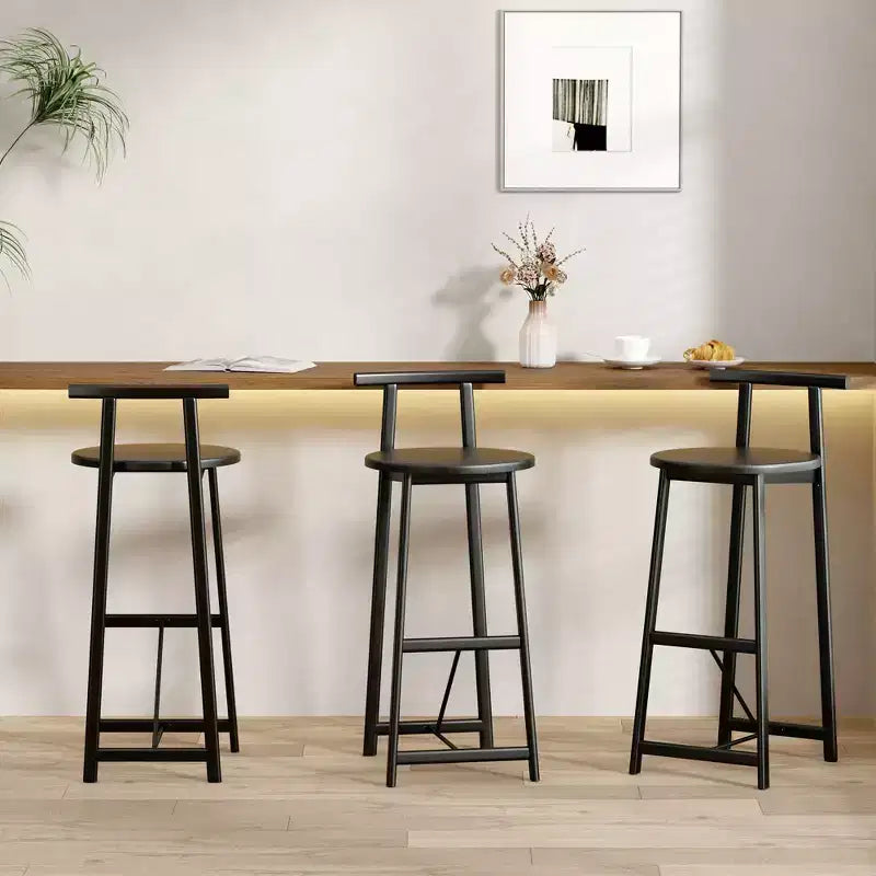 Counter Height Bar Stools Set of 3,Bar Chairs with Ergonomic Backrest & Steel Base,Armless Chairs for Kitchen Island,Home Bar,Dining Room