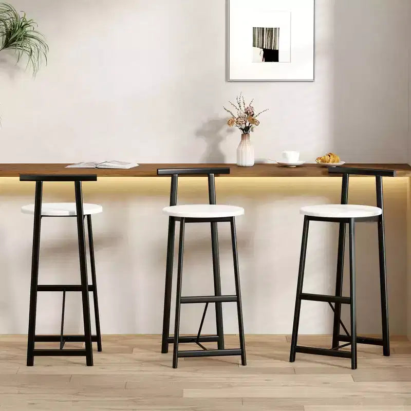 Counter Height Bar Stools Set of 3,Bar Chairs with Ergonomic Backrest & Steel Base,Armless Chairs for Kitchen Island,Home Bar,Dining Room