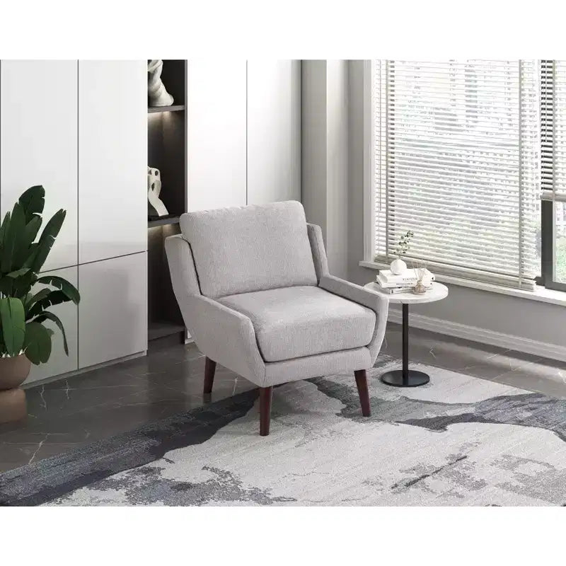 Accent Chair,Lounge Armchair with Chenille Upholstery,Reversible Cushion,Solid Wood Legs,Sofa Chair for Living Room,Bedroom,Office