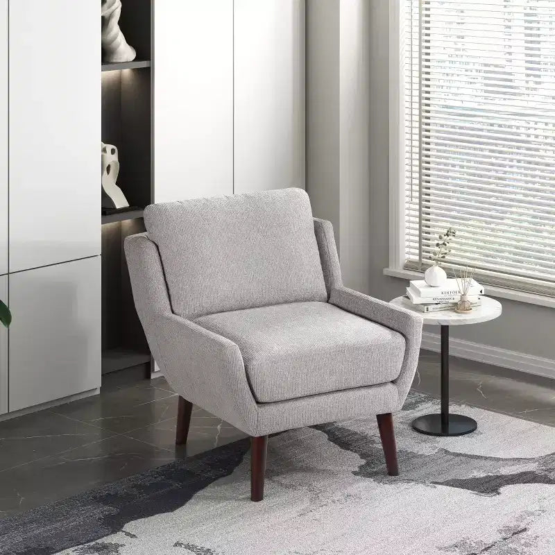 Accent Chair,Lounge Armchair with Chenille Upholstery,Reversible Cushion,Solid Wood Legs,Sofa Chair for Living Room,Bedroom,Office