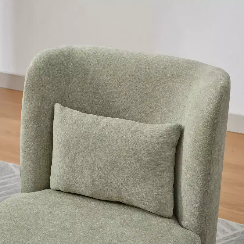 25.2 Modern Chenille Swivel Chair,Chair with Pillow,Pocket Spring Cushion,Metal Base,Armless Accent Chair for Living Room,Office,Lounge