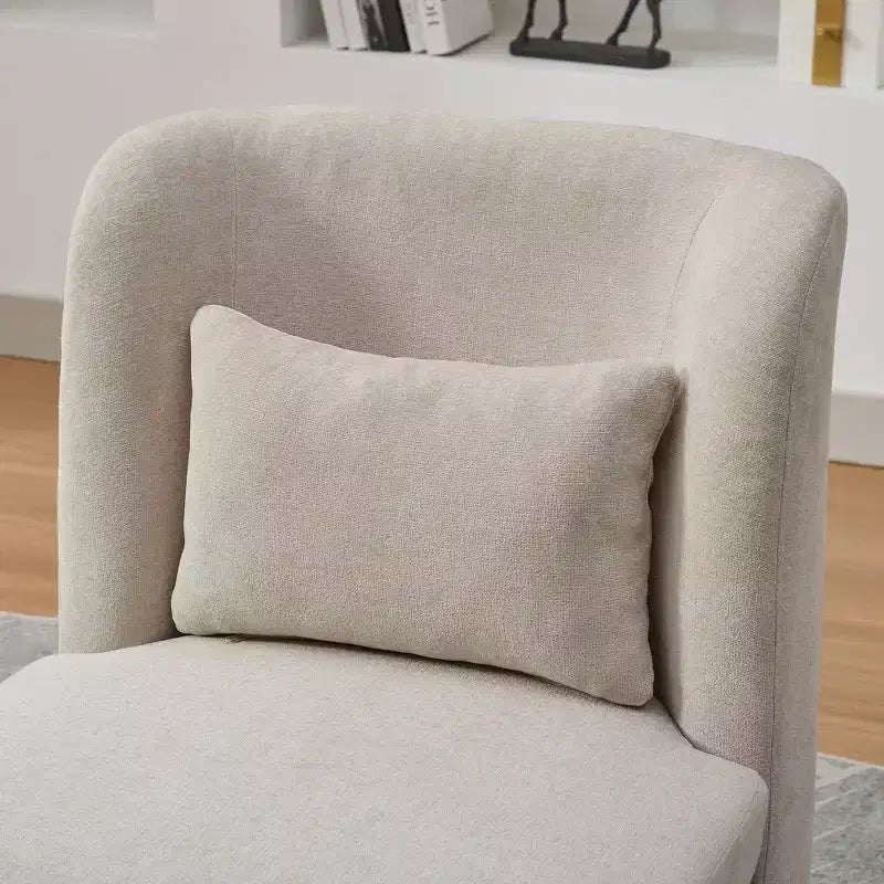25.2 Modern Chenille Swivel Chair,Chair with Pillow,Pocket Spring Cushion,Metal Base,Armless Accent Chair for Living Room,Office,Lounge