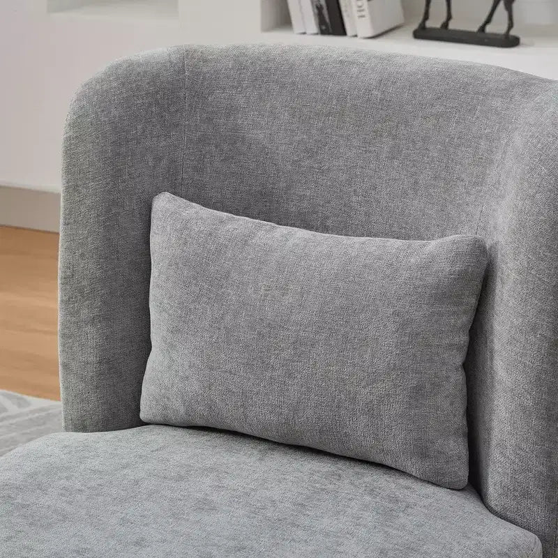 25.2 Modern Chenille Swivel Chair,Chair with Pillow,Pocket Spring Cushion,Metal Base,Armless Accent Chair for Living Room,Office,Lounge