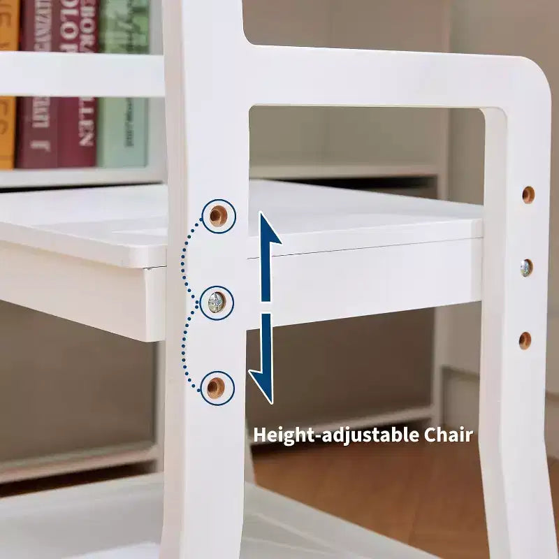 Kids Corner Desk, Desk and Chair Set for Children, L Shape Kids Study Table Features Bulletin Board Open Shelves Storage Cabinets and Cloth Drawers