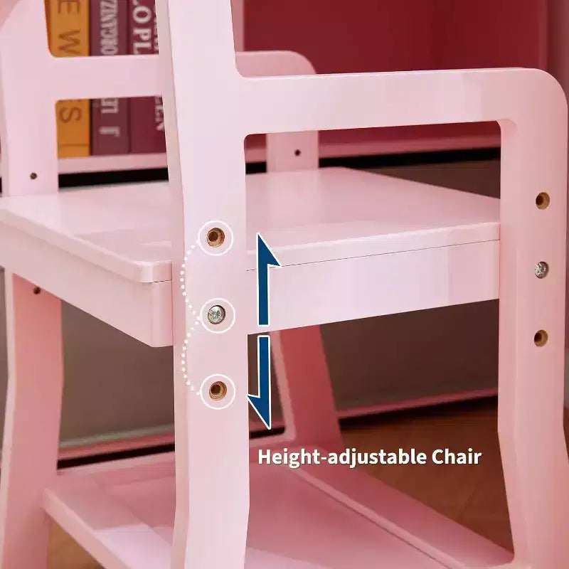 Kids Corner Desk, Desk and Chair Set for Children, L Shape Kids Study Table Features Bulletin Board Open Shelves Storage Cabinets and Cloth Drawers