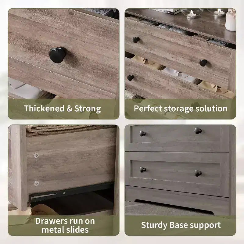 4 Drawer Wooden Dressers for Bedroom, Modern Nightstand for Bedside, Wood Chest of Drawers Storage Organizer for Living Room, Hallway, Closet
