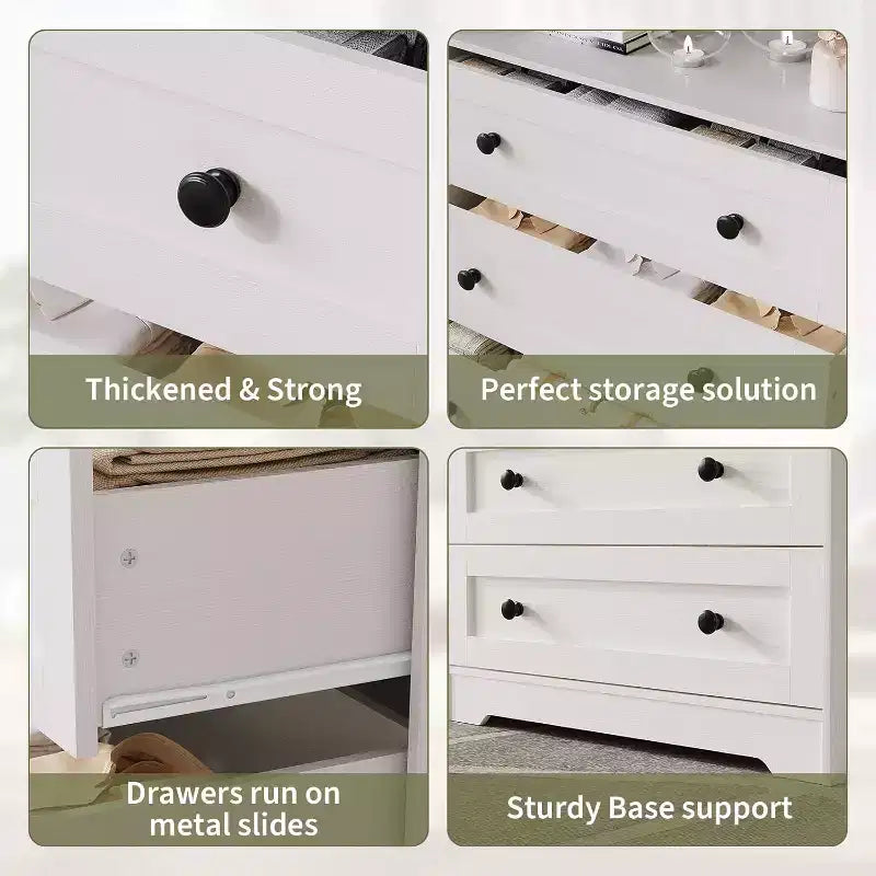 4 Drawer Wooden Dressers for Bedroom, Modern Nightstand for Bedside, Wood Chest of Drawers Storage Organizer for Living Room, Hallway, Closet