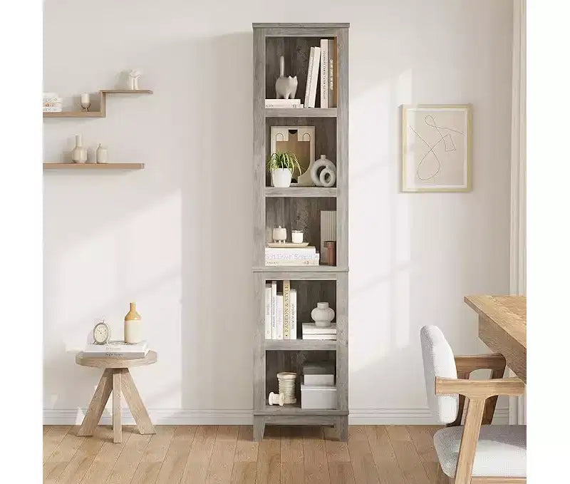 71 Farmhouse Bookshelf w/Adjustable Shelves & 31.5 in Whidth, 5 Tier Tall Bookshelf with Wooden Legs, Vintage Wooedn Book Shelf