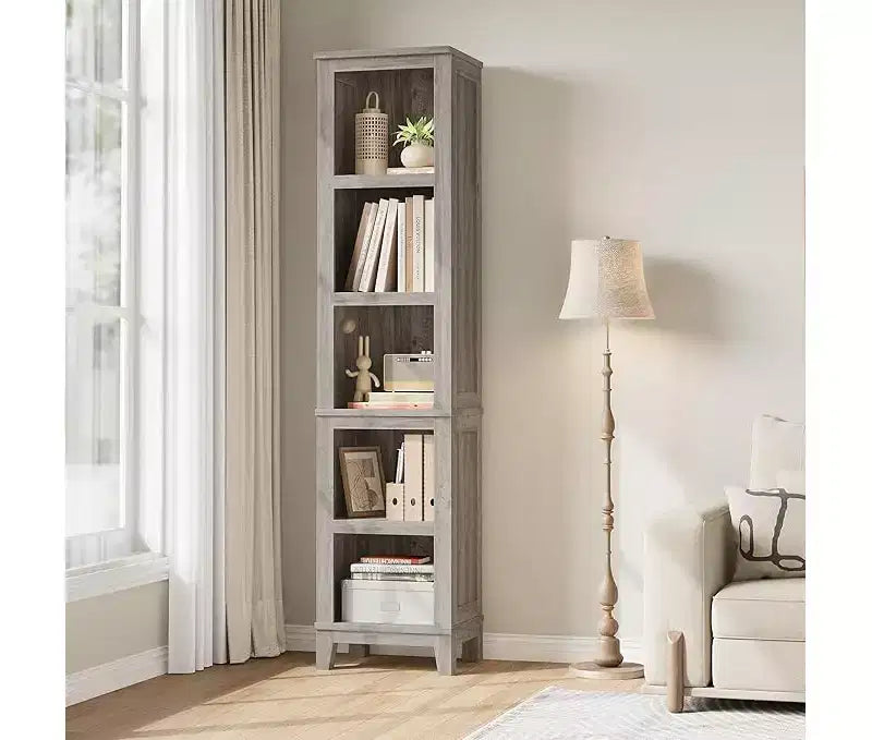 71 Farmhouse Bookshelf w/Adjustable Shelves & 31.5 in Whidth, 5 Tier Tall Bookshelf with Wooden Legs, Vintage Wooedn Book Shelf