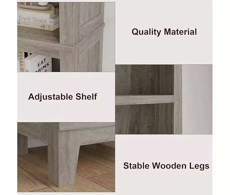 71 Farmhouse Bookshelf w/Adjustable Shelves & 31.5 in Whidth, 5 Tier Tall Bookshelf with Wooden Legs, Vintage Wooedn Book Shelf