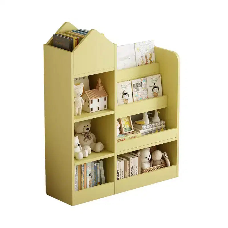 Wood Kids Bookshelf with 6 Compartments 2 Baskets Bins,Toy Storage Organizer for Bedroom,Nursery,Hallway,Living Room,Playroom