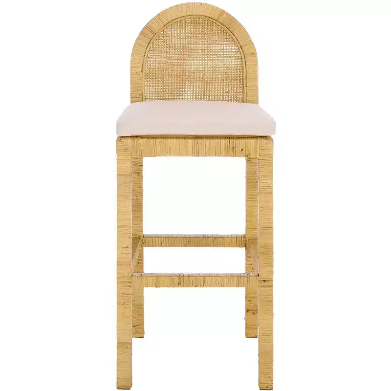 Tojo Cane Round Back Bar Stool - BST6506A - Natural/White - Safavieh