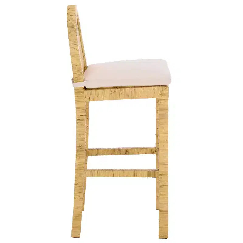 Tojo Cane Round Back Bar Stool - BST6506A - Natural/White - Safavieh