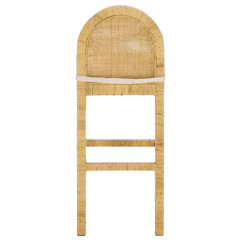 Tojo Cane Round Back Bar Stool - BST6506A - Natural/White - Safavieh