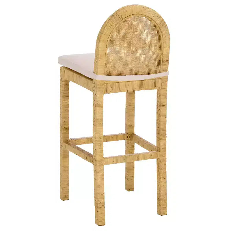 Tojo Cane Round Back Bar Stool - BST6506A - Natural/White - Safavieh