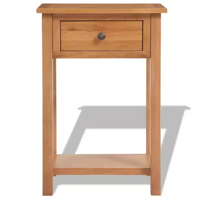 Console Table Solid Oak & Engineered Wood 19.7x12.6x29.5 Brown