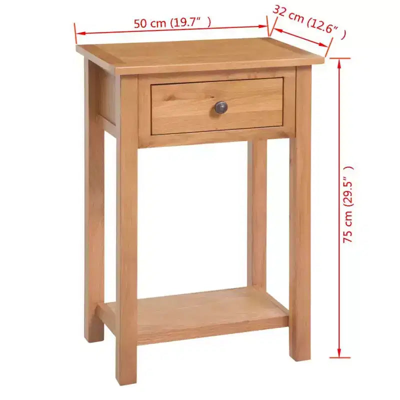 Console Table Solid Oak & Engineered Wood 19.7x12.6x29.5 Brown