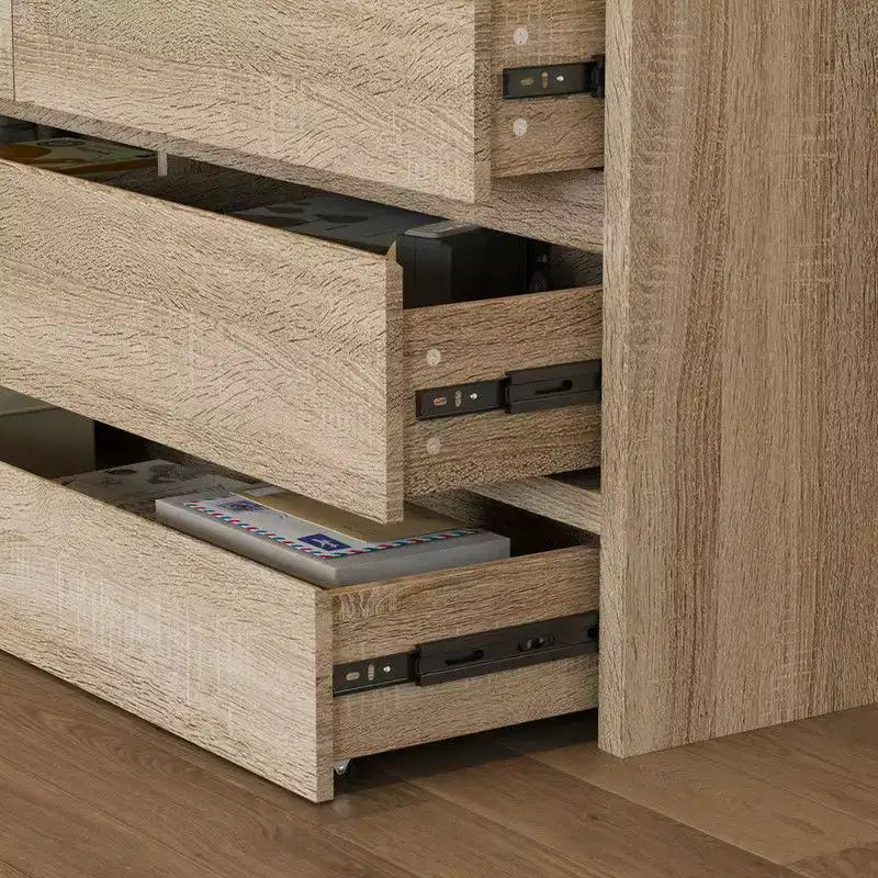 Famapy Rolling Storage Cabinet 9-Drawer Flip-Top Hidden Compartments + Foot-Activated Drawer Living Room Organizer Hidden Storage Dresser