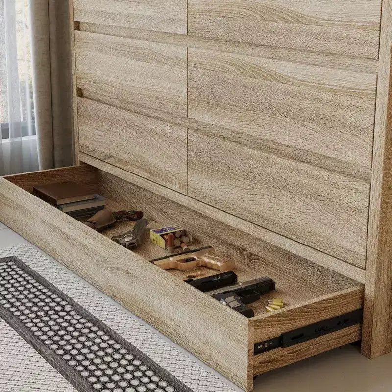 Famapy Rolling Storage Cabinet 9-Drawer Flip-Top Hidden Compartments + Foot-Activated Drawer Living Room Organizer Hidden Storage Dresser