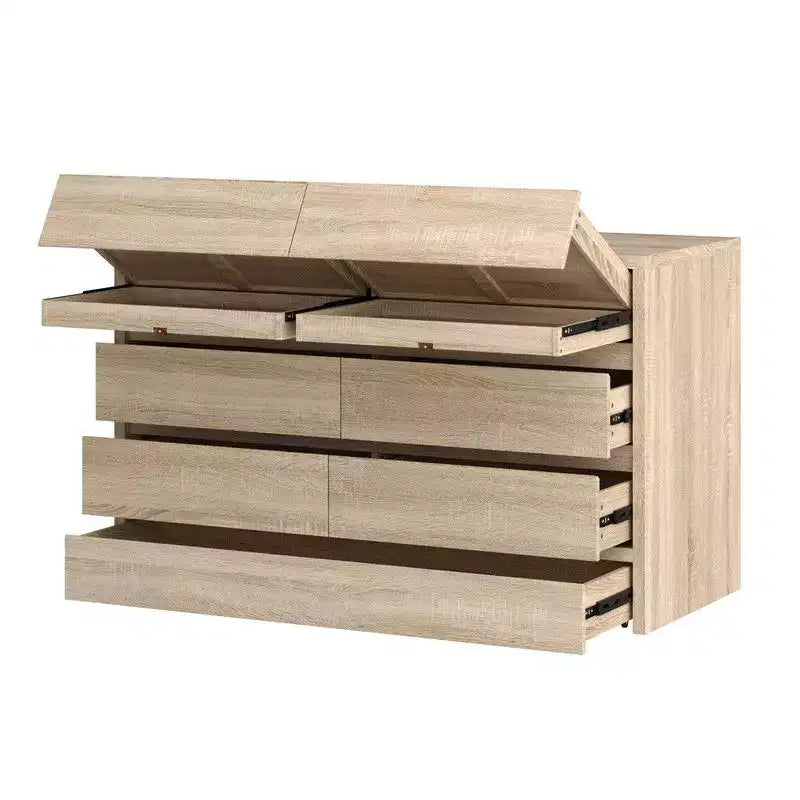 Famapy Rolling Storage Cabinet 9-Drawer Flip-Top Hidden Compartments + Foot-Activated Drawer Living Room Organizer Hidden Storage Dresser