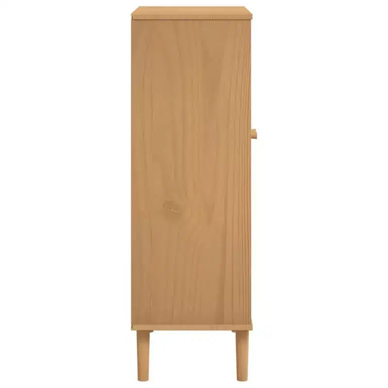 Shoe Cabinet Accent Storage Organizer SENJA Rattan Look Solid Wood