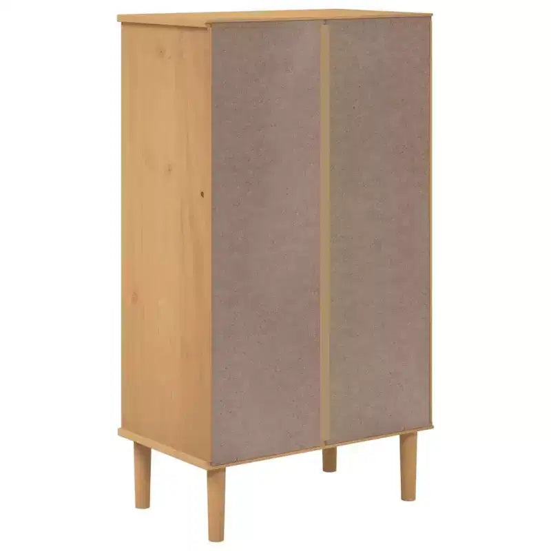 Shoe Cabinet Accent Storage Organizer SENJA Rattan Look Solid Wood