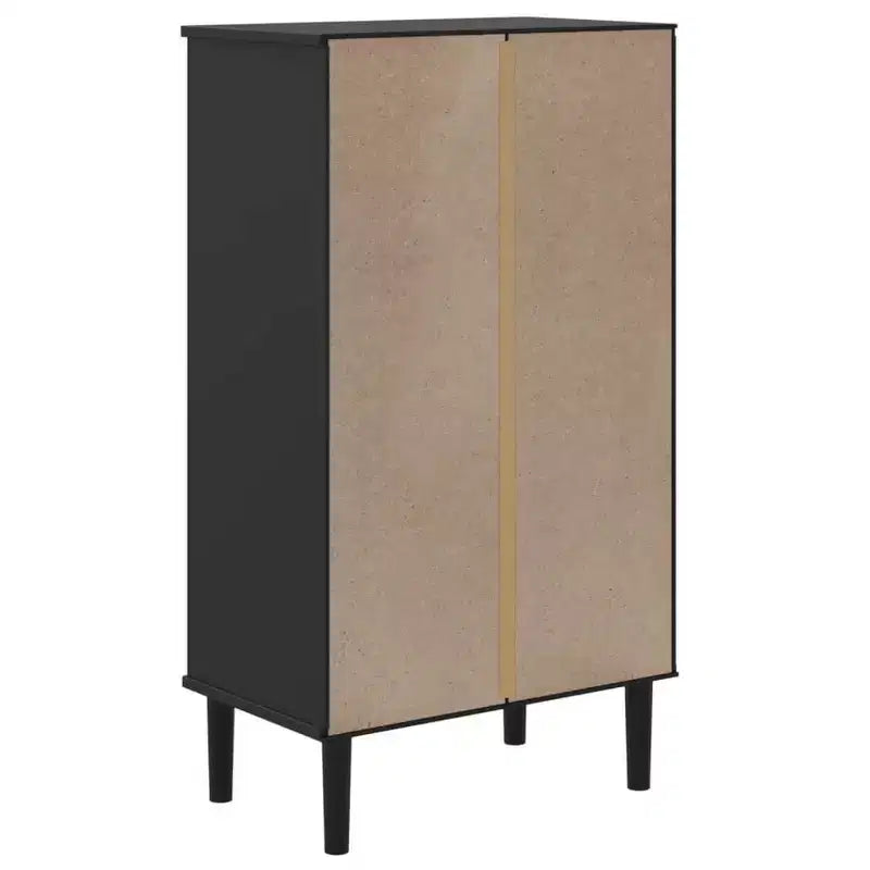 Shoe Cabinet Accent Storage Organizer SENJA Rattan Look Solid Wood