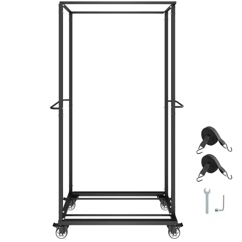 VEVOR Folding Chair Rack, 500 LBS Capacity, Heavy-duty Chair Cart for 60 Chairs,Metal Chair Storage Dolly Chair Holder with Swivel Casters,Matte Black