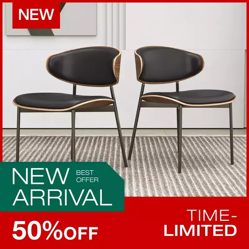 Luck Live Farmhouse Contemporary Dining Chairs with Metal Frame, Soft Upholstered Seat & Back (Set Of 2)