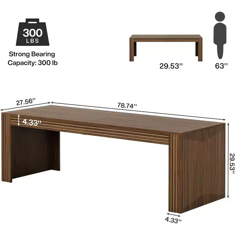79-Inch Extra Long Desk, Two Person Double Desk for Home Office, Wooden Long Computer Desk Writing Table for Office, Dark Brown