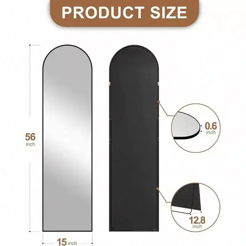 Full Length Arched Mirror for Entryway Bedroom Bathroom Living Room Large Floor Standing Mirror with Metal Frame Silver Color