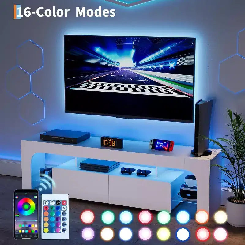 Modern TV Stand with Storage, Entertainment Center Cabinet with Drawers and Shelves for Living Room