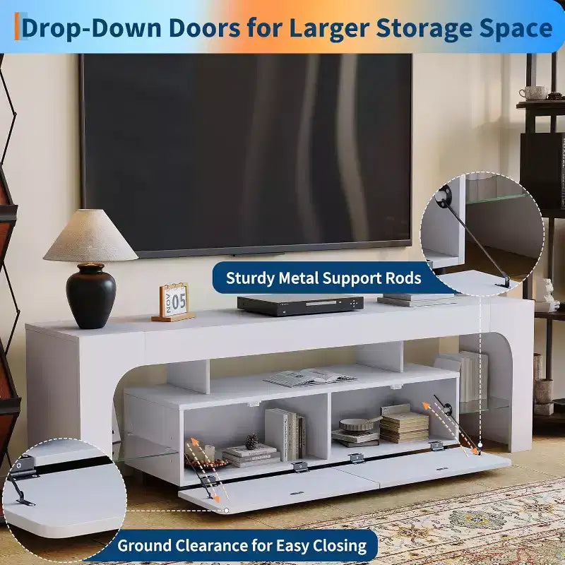 Modern TV Stand with Storage, Entertainment Center Cabinet with Drawers and Shelves for Living Room