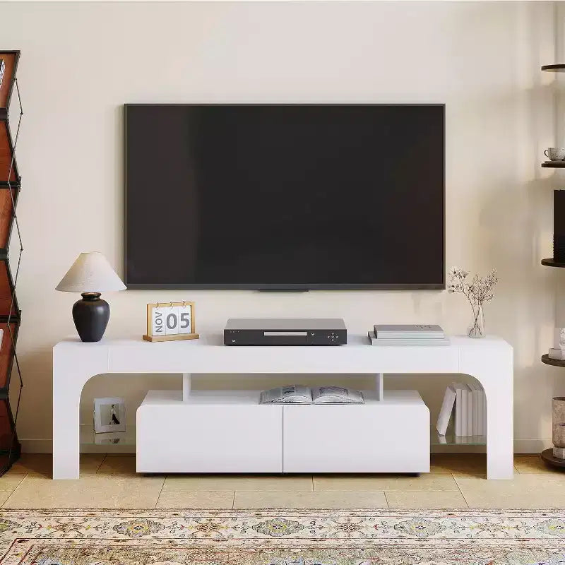 Modern TV Stand with Storage, Entertainment Center Cabinet with Drawers and Shelves for Living Room