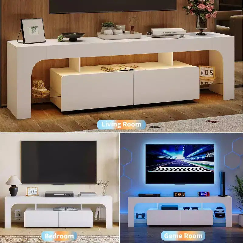 Modern TV Stand with Storage, Entertainment Center Cabinet with Drawers and Shelves for Living Room