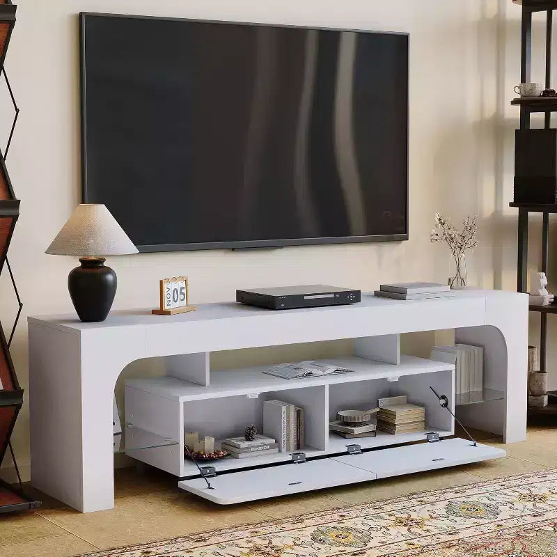 Modern TV Stand with Storage, Entertainment Center Cabinet with Drawers and Shelves for Living Room