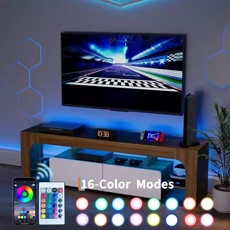 Modern TV Stand with Storage, Entertainment Center Cabinet with Drawers and Shelves for Living Room