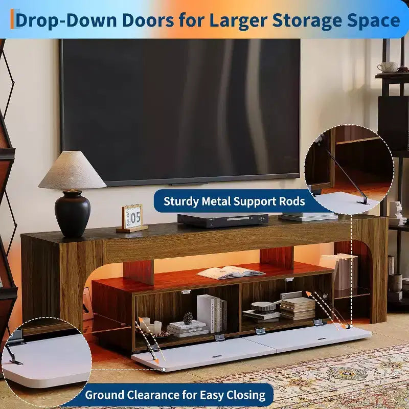 Modern TV Stand with Storage, Entertainment Center Cabinet with Drawers and Shelves for Living Room