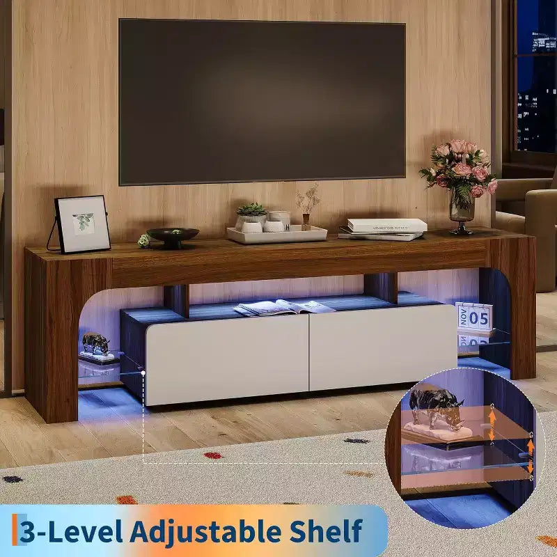 Modern TV Stand with Storage, Entertainment Center Cabinet with Drawers and Shelves for Living Room