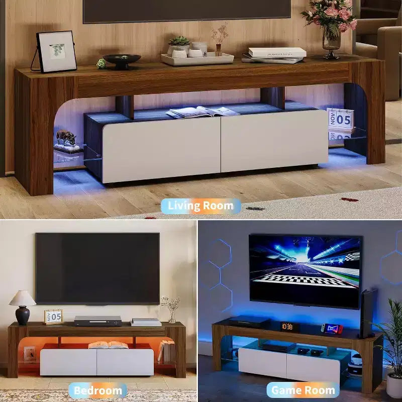 Modern TV Stand with Storage, Entertainment Center Cabinet with Drawers and Shelves for Living Room