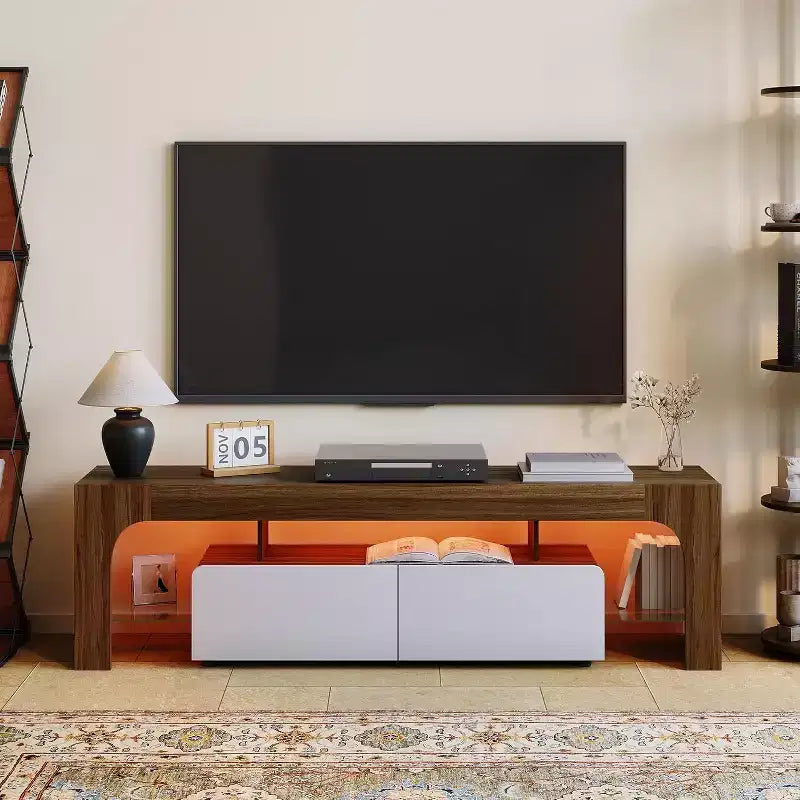 Modern TV Stand with Storage, Entertainment Center Cabinet with Drawers and Shelves for Living Room
