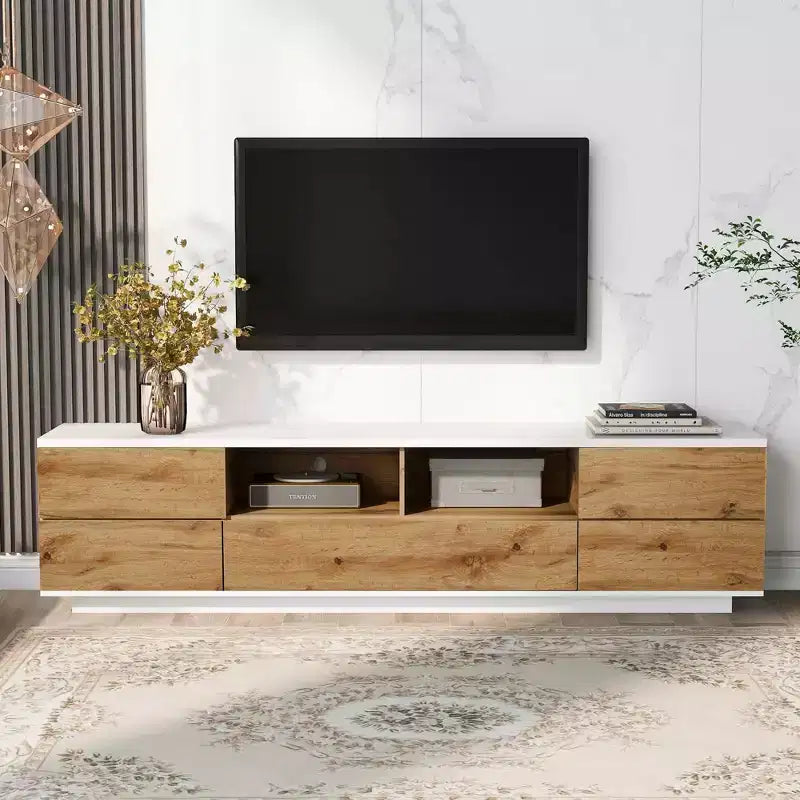 Modern TV Stand for TVs up to 80, Media Console with Multifunctional Storage, Entertainment Center with Door Rebound Device, TV Cabinet