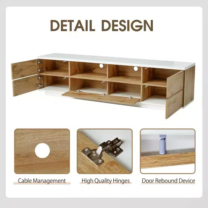 Modern TV Stand for TVs up to 80, Media Console with Multifunctional Storage, Entertainment Center with Door Rebound Device, TV Cabinet