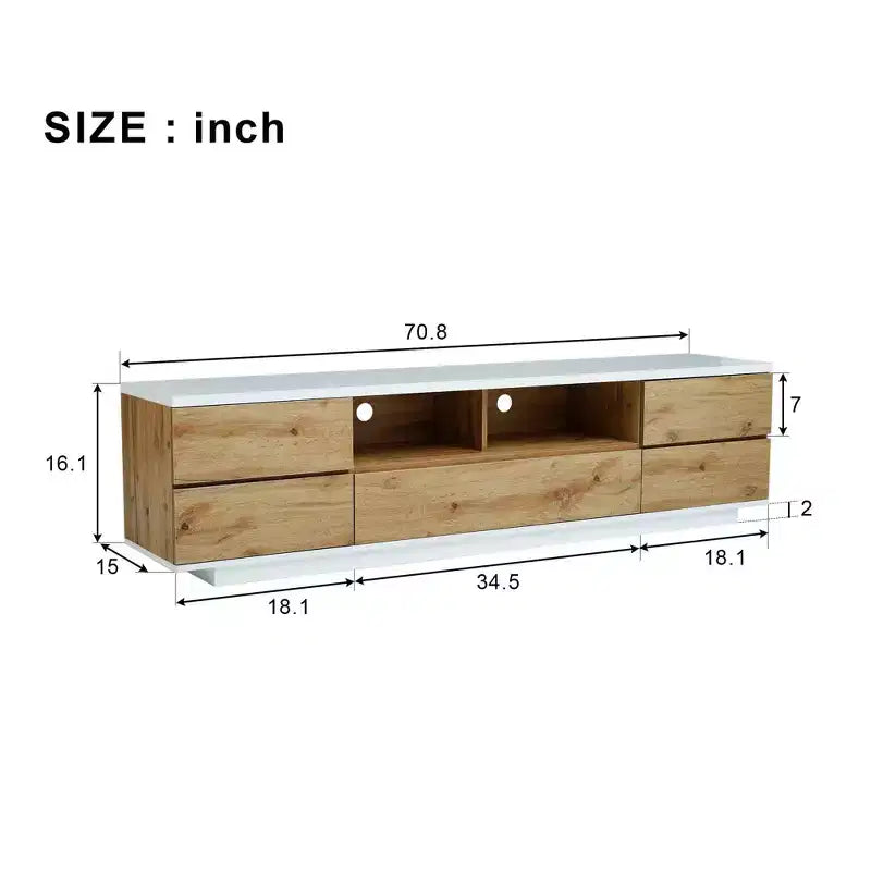 Modern TV Stand for TVs up to 80, Media Console with Multifunctional Storage, Entertainment Center with Door Rebound Device, TV Cabinet