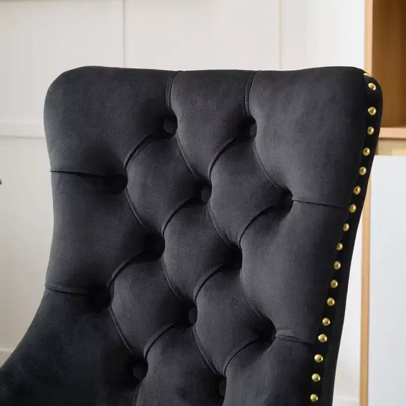 Modern Swivel Home Office Chair with Tufted Back,Plush Velvet Computer Chair with Chrome Metal Base,19.7-22.4Adjustable Height