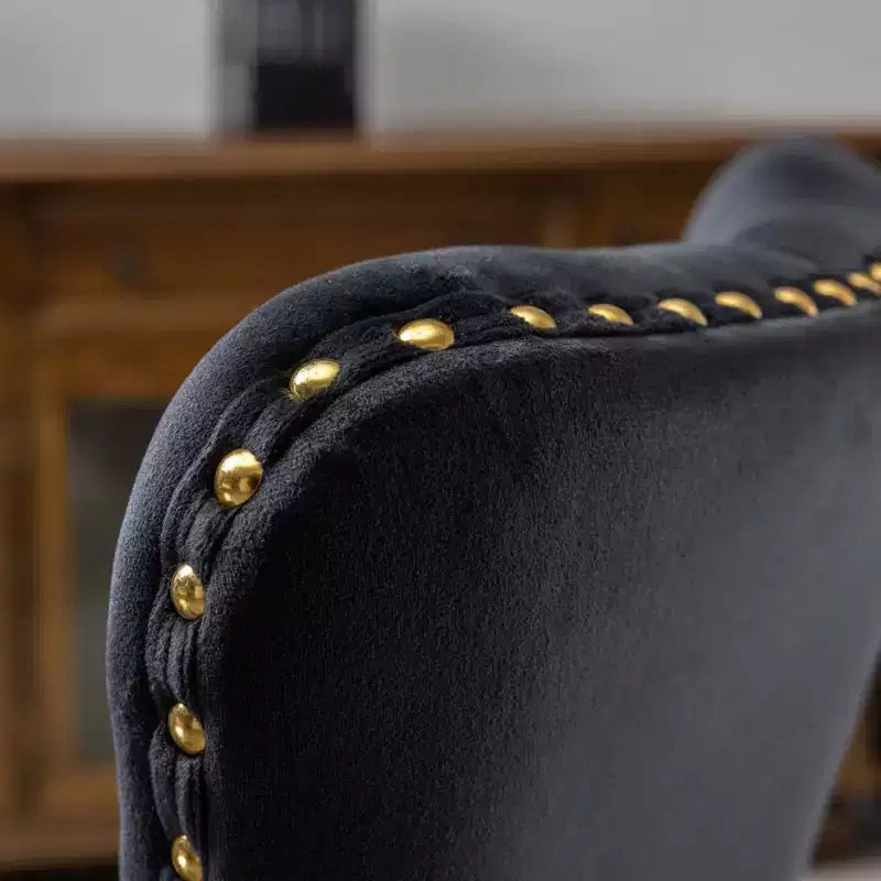 Modern Swivel Home Office Chair with Tufted Back,Plush Velvet Computer Chair with Chrome Metal Base,19.7-22.4Adjustable Height