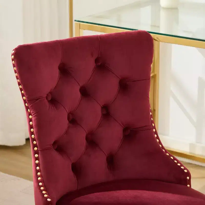 Modern Swivel Home Office Chair with Tufted Back,Plush Velvet Computer Chair with Chrome Metal Base,19.7-22.4Adjustable Height