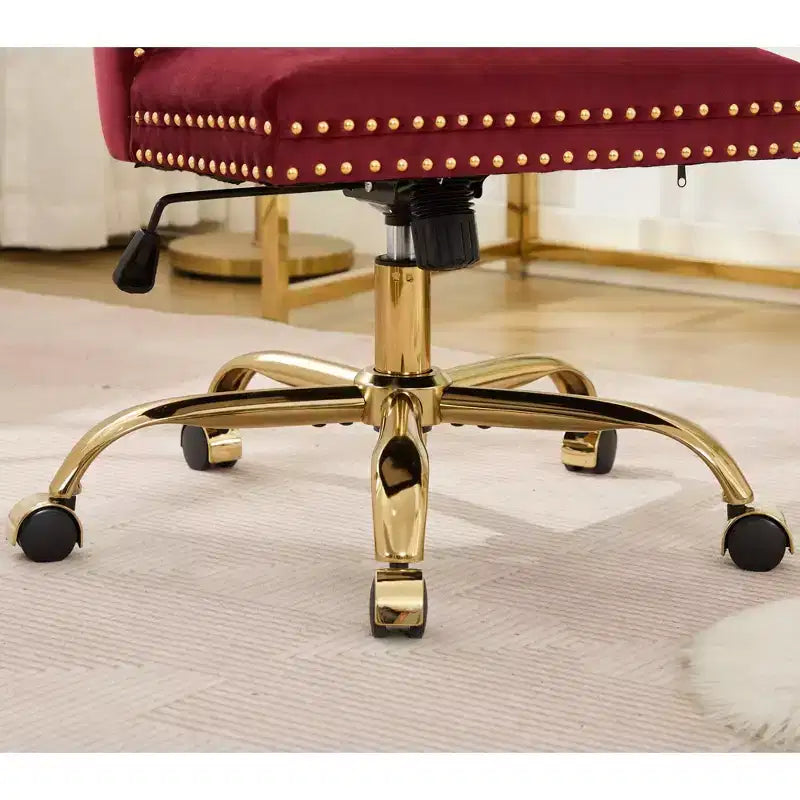 Modern Swivel Home Office Chair with Tufted Back,Plush Velvet Computer Chair with Chrome Metal Base,19.7-22.4Adjustable Height